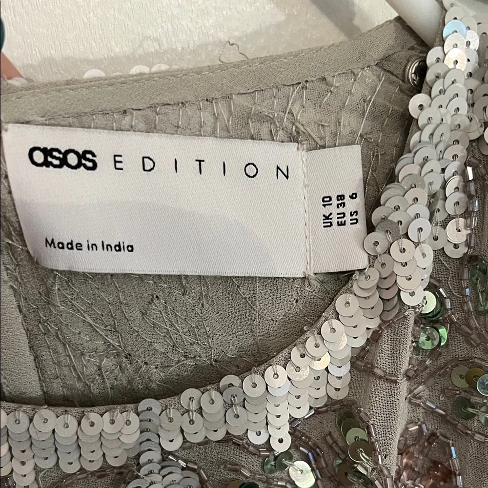 ASOS Gray Floral Long Sleeve Dress - Picture 4 of 5